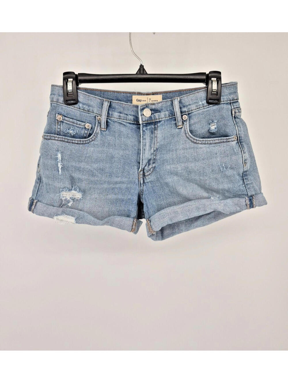 Gap 1969 Womens Shorts Distressed  Vintage Cut Off Light Indigo Size 26 3"